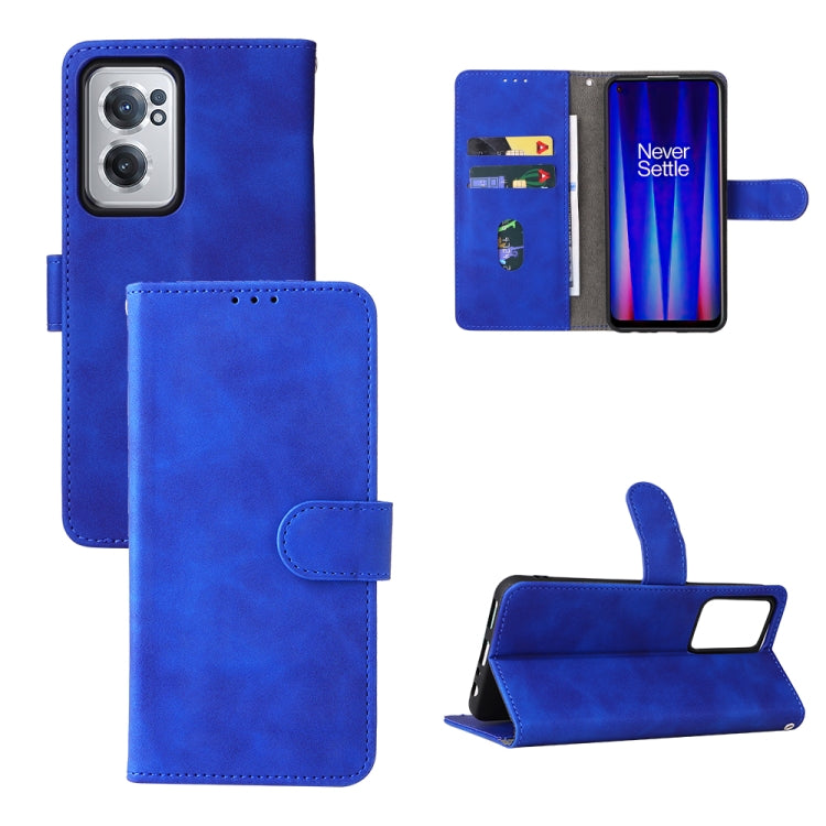 Blue leather magnetic flip phone case with card pocket and folio stand
