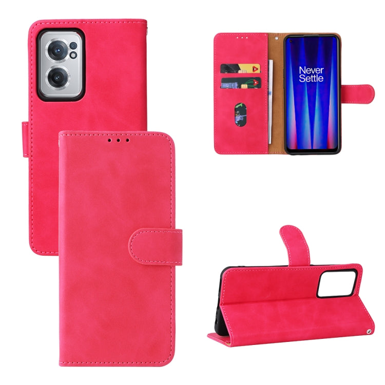 Rose red leather magnetic flip phone case with card pocket and folio stand