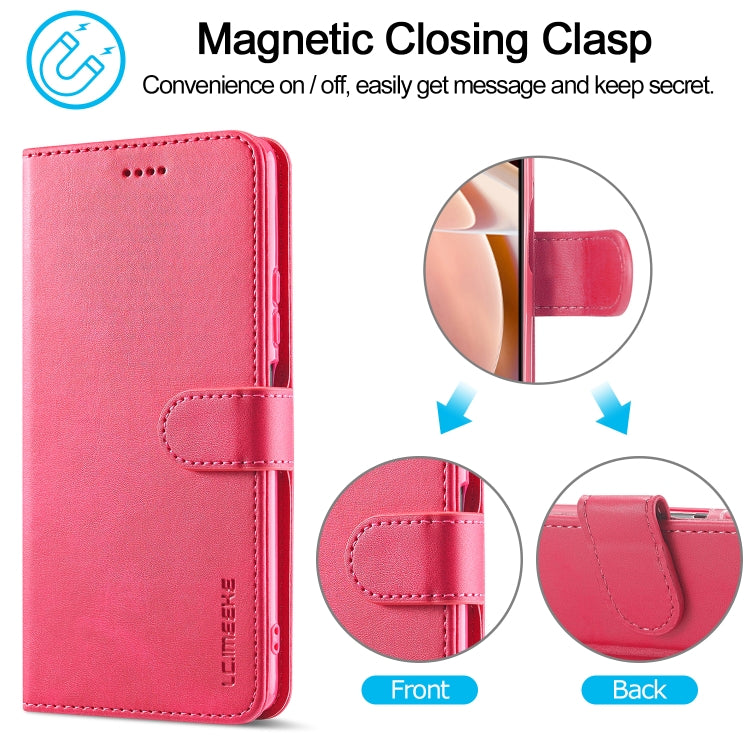 Pink leather folio phone case with magnetic clasp and front flap for secure closure