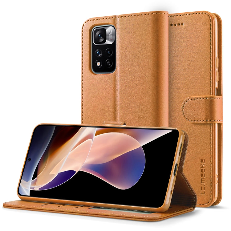 Tan textured leather folio phone case with front flap, camera cutout, and stitched edges
