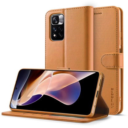 Tan textured leather folio phone case with front flap, camera cutout, and stitched edges