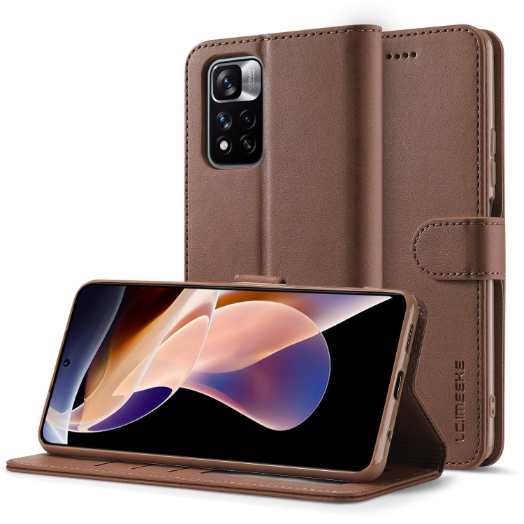 Brown textured leather folio phone case with front flap, camera cutout, and stitched edges
