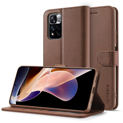 Brown textured leather folio phone case with front flap, camera cutout, and stitched edges
