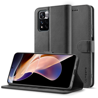 Dark textured leather folio phone case with stand and card slot, flip cover