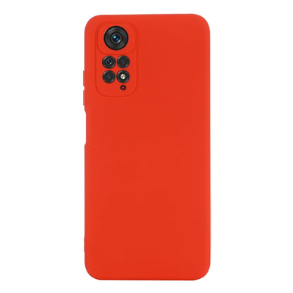 Red liquid silicone phone case, back view with camera module cutouts