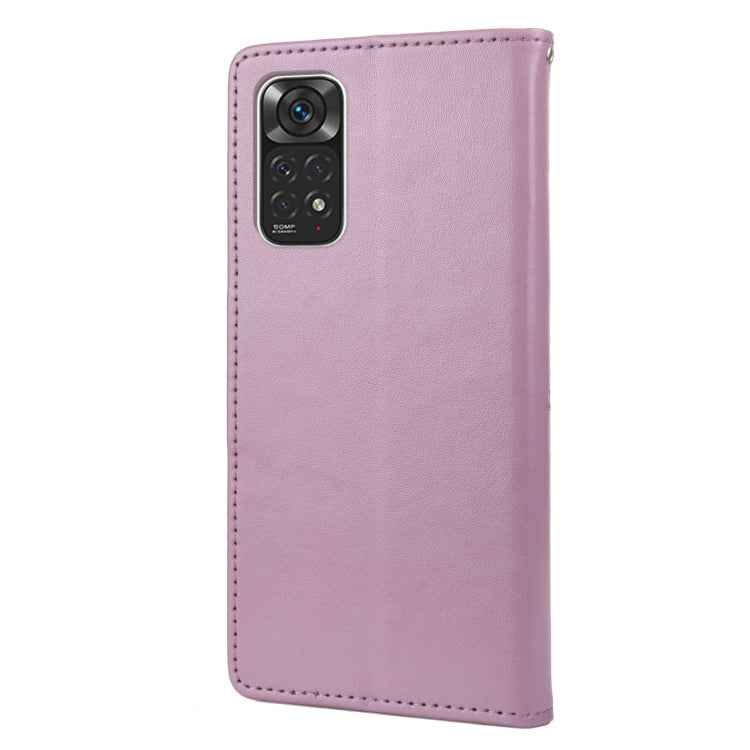 Light purple leather phone case with camera cutout and stitched border