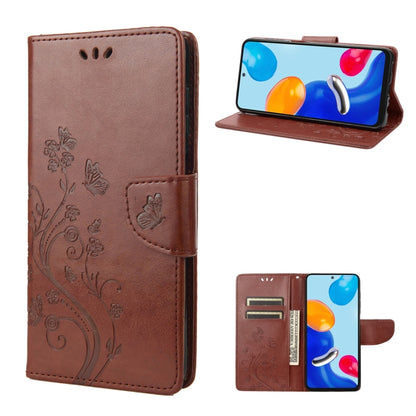 Brown flip leather phone case with embossed butterfly pattern and side card holder