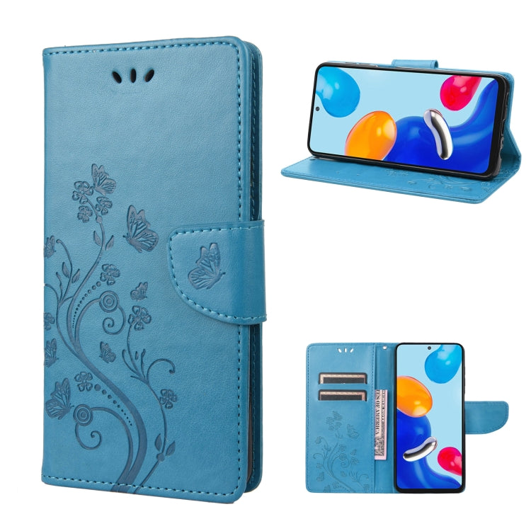 Blue embossed butterfly flip leather phone case with folio card slots