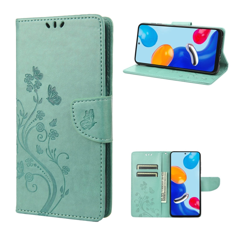 Green embossed butterfly flip leather phone case with folio card slots