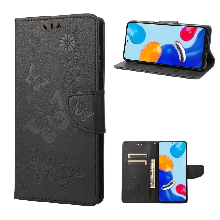 Grey butterfly embossed leather flip phone case with card slots and stand feature