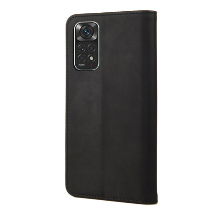 Black magnetic leather phone case with camera cutout and smooth back panel
