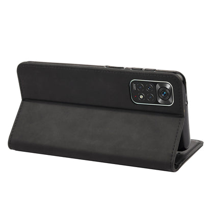 Black magnetic leather flip phone case side view with camera opening