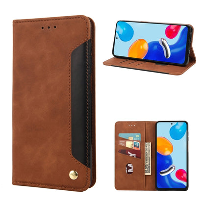 Brown magnetic leather flip phone case with card slots and gold snap button