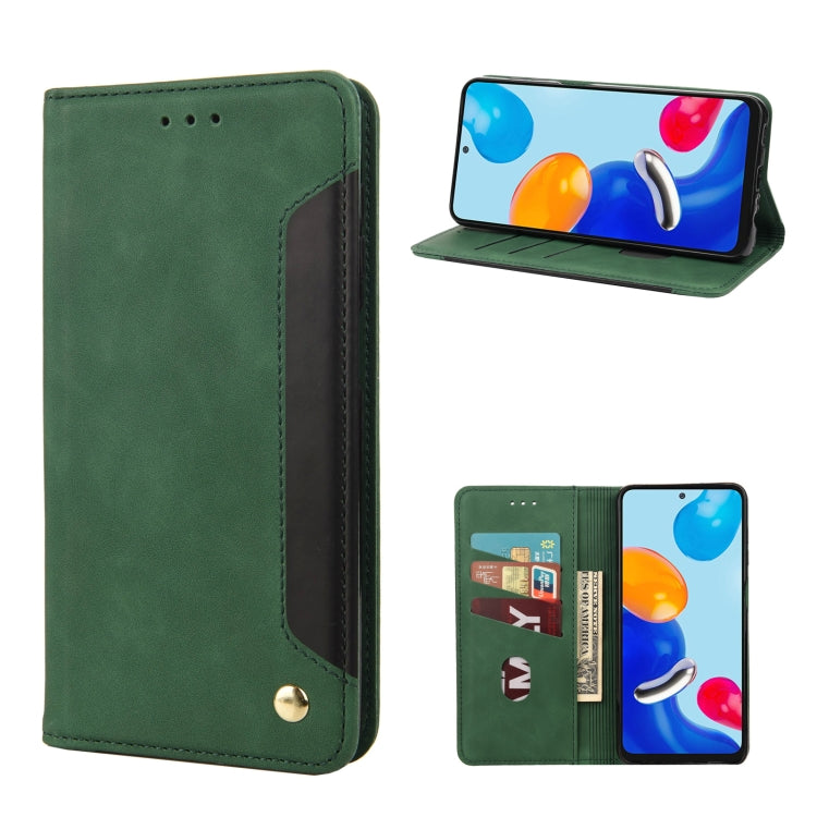 Green leather flip phone case with magnetic closure, card slots and stand view