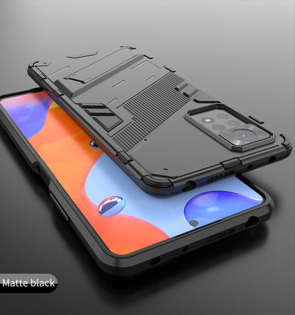 Matte black armored phone case with raised camera and screen protection