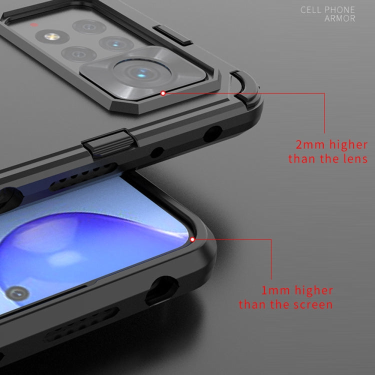 Black armored phone case with raised edges for camera and screen protection