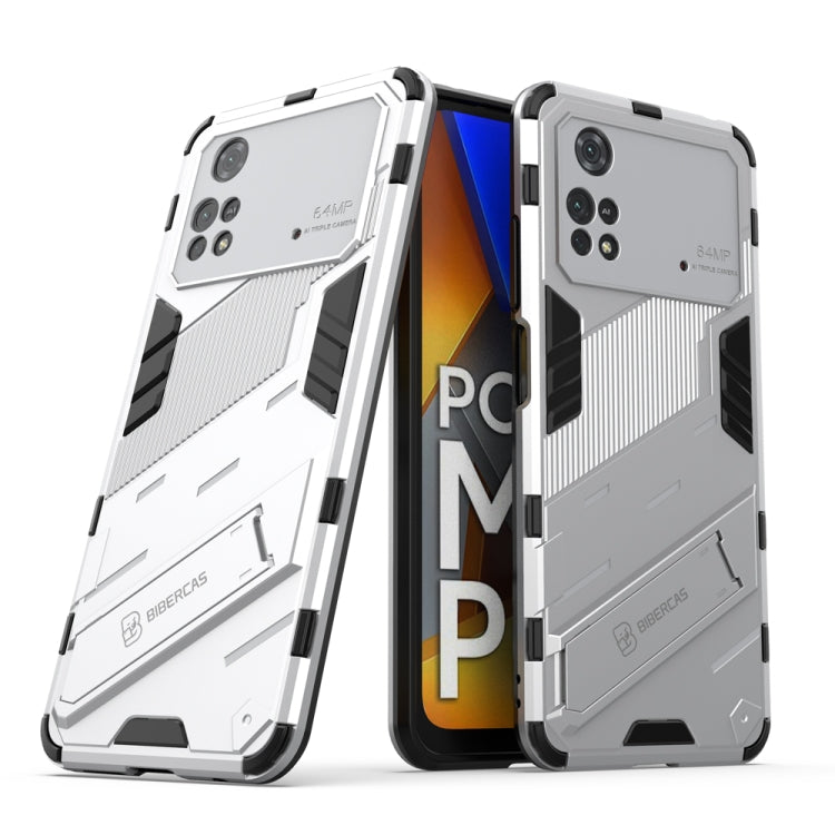 Rugged 2-in-1 phone case with holder, white armor shell, shockproof corners