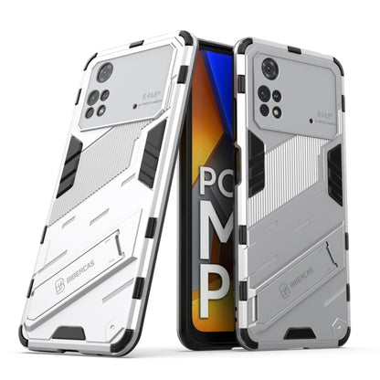 Rugged 2-in-1 phone case with holder, white armor shell, shockproof corners