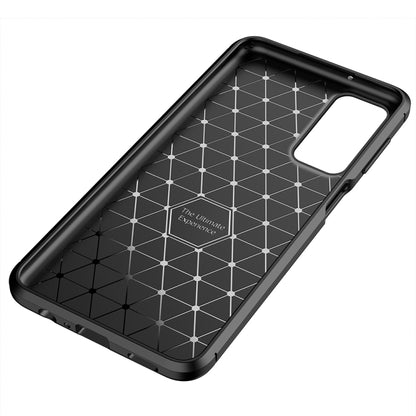 Black TPU phone case interior with geometric shock-absorbing pattern and camera cutout