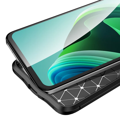 Black TPU phone case with raised corner bezel and geometric pattern on front