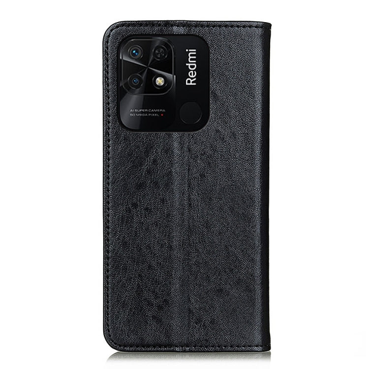 Black leather-look phone case with camera cutout and textured cover