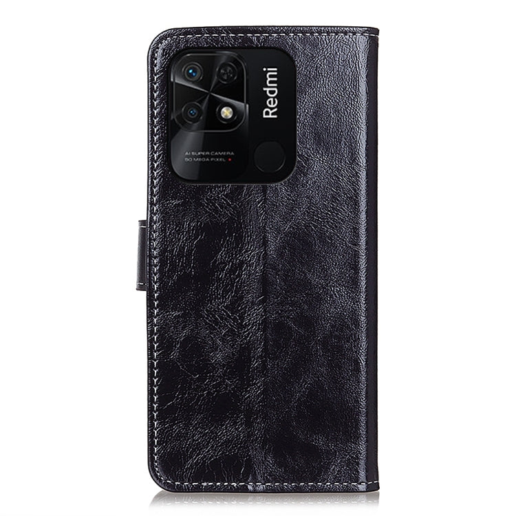 Black textured leather flip phone case with camera cutout and flip strap