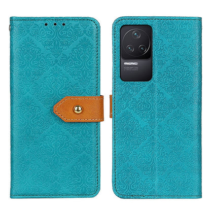 Teal embossed leather phone case with folio strap and camera cutout
