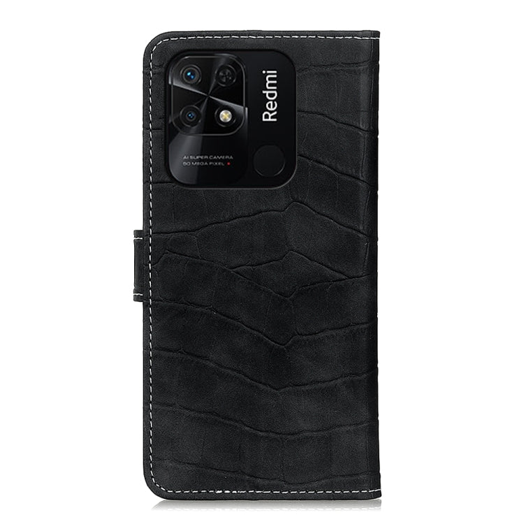 Black crocodile-texture leather phone case with stitched edges and camera cutout