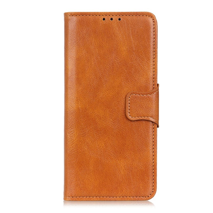 Brown crazy horse texture leather phone case with magnetic-style flap closure