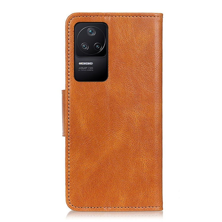 Brown crazy horse texture leather phone case with camera cutout