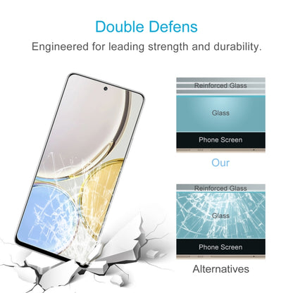 Tempered glass screen protector with double defense reinforced glass and impact protection graphic.