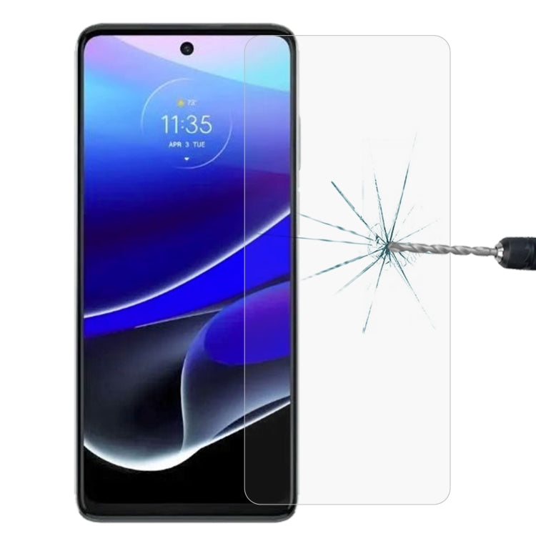 Tempered glass screen protector on smartphone front with crack test protection film.