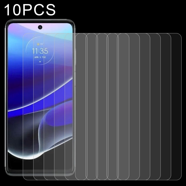 Phone front with clear 2.5D tempered glass screen protector, 10-pack display