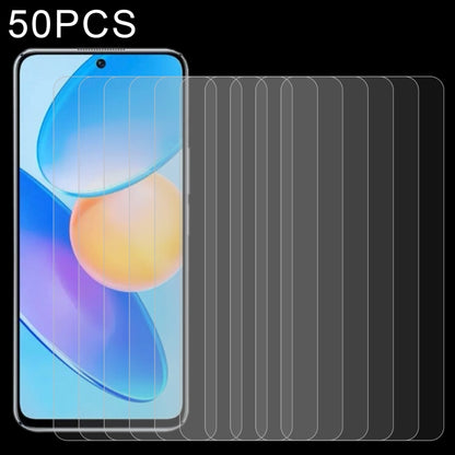 50-pack 2.5D tempered glass screen protectors on smartphone front