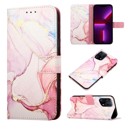 Marble flip leather phone case with card slots, light pink marble watercolor design