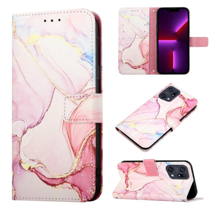 Marble pattern flip leather phone case in pink with magnetic clasp and card-style design