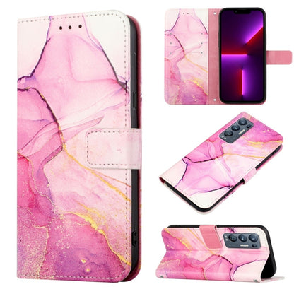 Marble pattern flip leather phone case in pink with magnetic clasp and stone-vein print