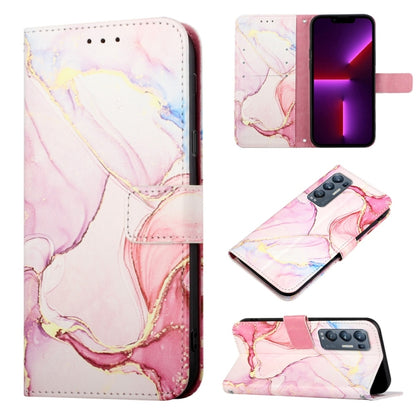 Marble pattern flip leather phone case in pink with magnetic clasp and protective flip cover