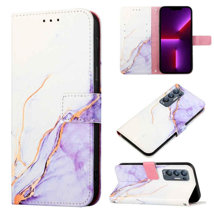Marble pattern flip leather phone case, white and purple with card slot