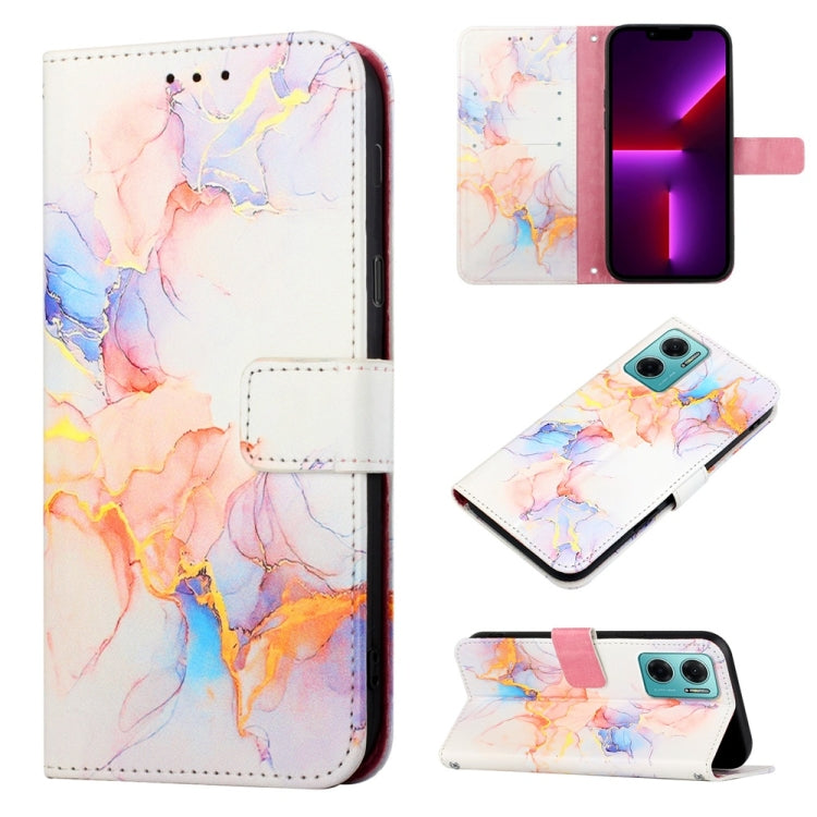 White and pink marble flip leather phone case with front card slots and camera cutout