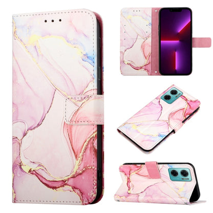 Pink marble flip leather phone case with front card slots and dual camera opening
