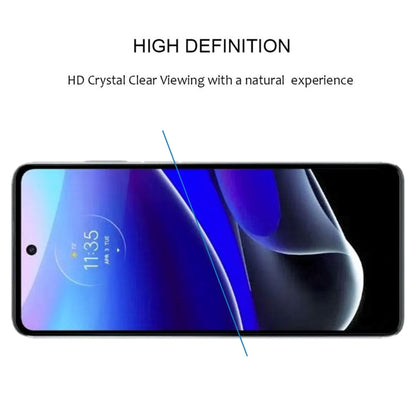 Full-coverage tempered glass protector for smartphone screen, edge-fit and clear
