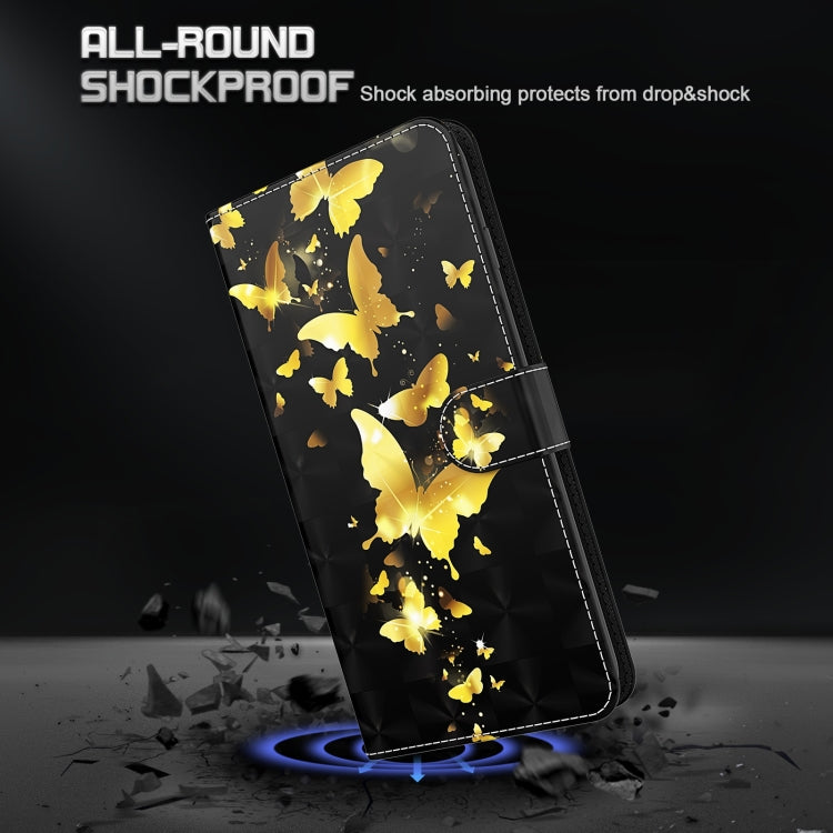 Black phone case with gold butterfly pattern, slim folio cover for drop protection.
