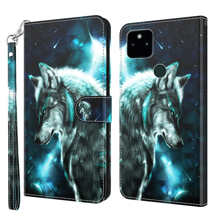 Dark phone case with glowing blue wolf 3D painting pattern and protective raised edges