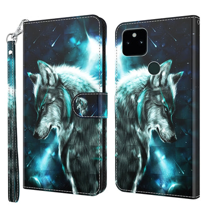 Dark phone case with glowing blue wolf 3D painting pattern and protective raised edges