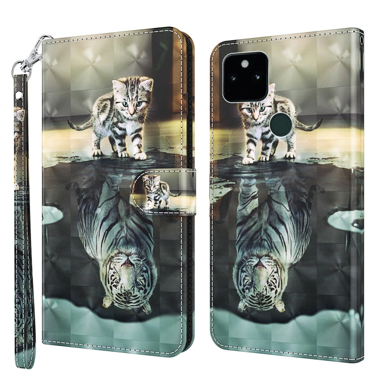 Light gray phone case with cat and zebra-themed 3D painting pattern, mirrored reflection