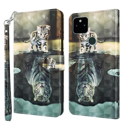 Light gray phone case with cat and zebra-themed 3D painting pattern, mirrored reflection