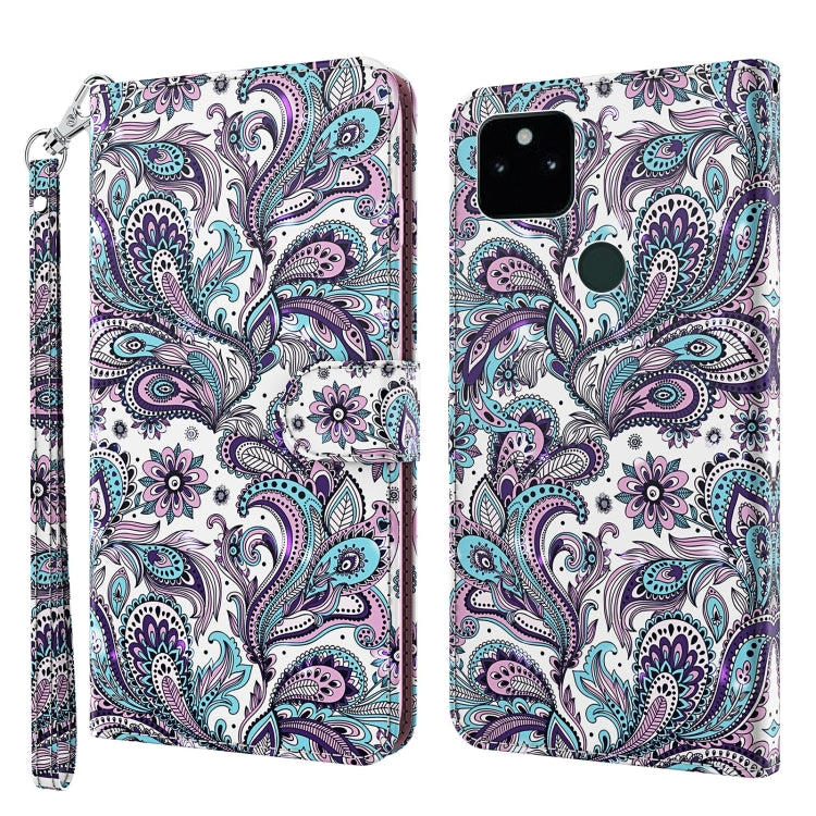 Phone case with teal purple bird-and-floral paisley print and wrist strap