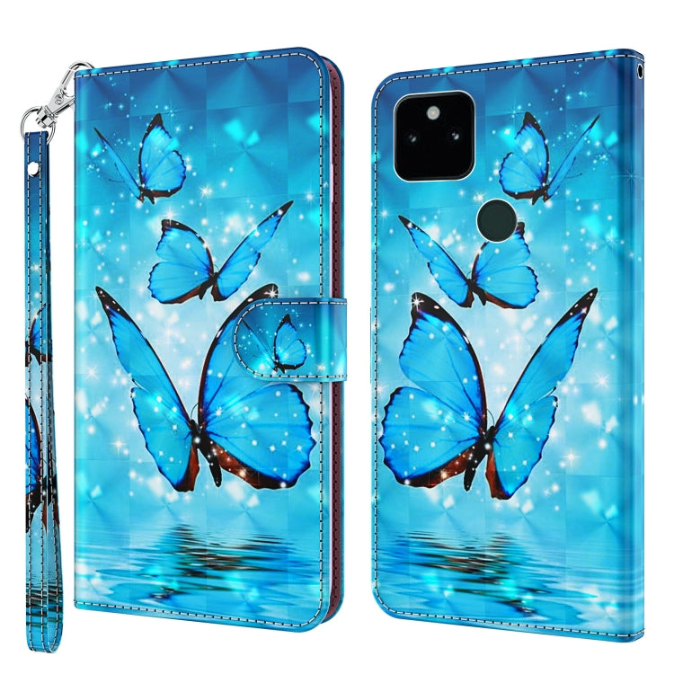 Flip phone case, blue butterfly pattern with sparkles, TPU/PU leather and wrist strap