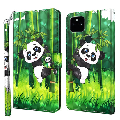 Flip phone case, green bamboo with pandas, TPU/PU leather and wrist strap